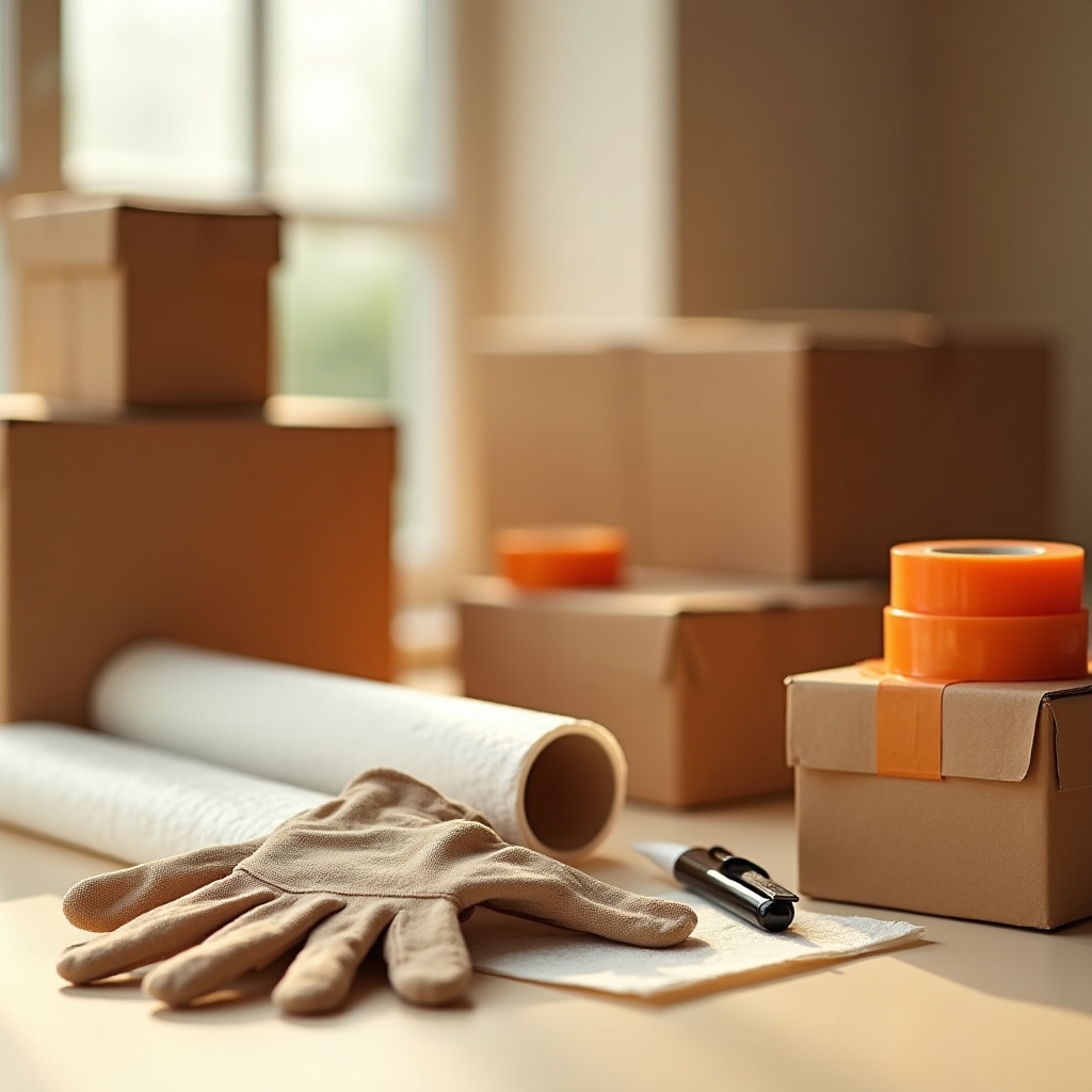 Einpackservice, fachgerecht verpackte Kartons