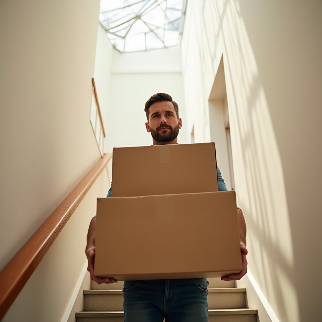 Wohnungsumzug, Kartons werden getragen